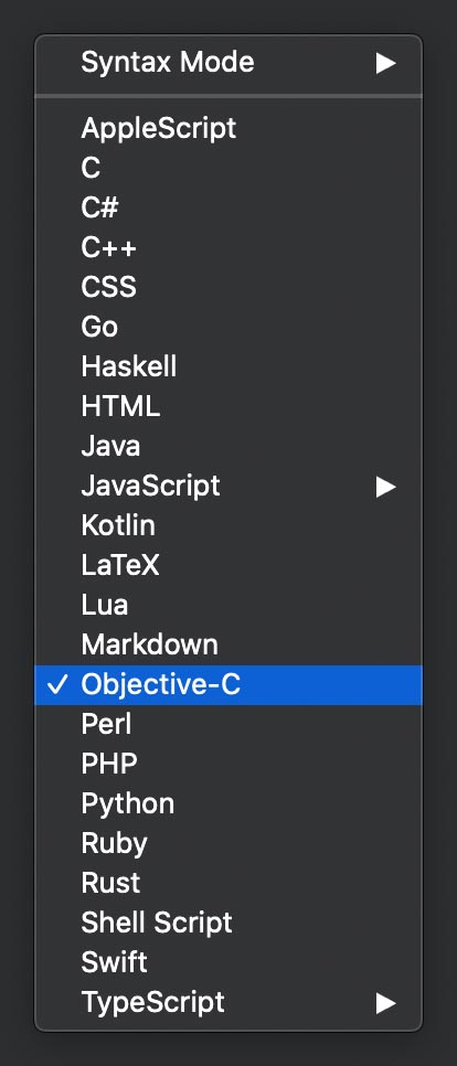 programming language for macos